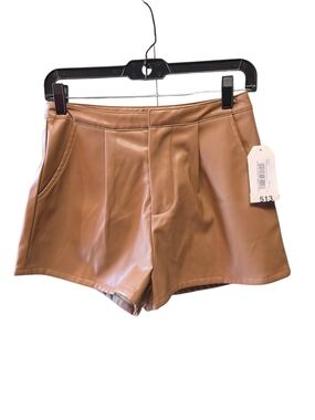 Sadie & Sage Faux Leather High-Waist Shorts - Camel